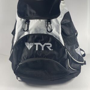 TYR Alliance Team Backpack Large 45L Black White Mesh Swim Bag